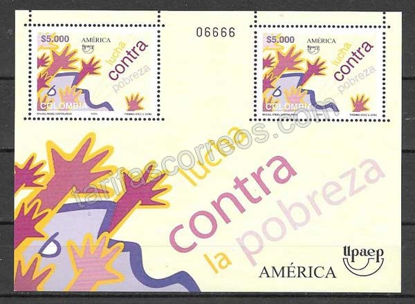 Hojita de 2 sellos UPAEP Colombia 2005